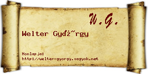 Welter György névjegykártya