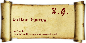 Welter György névjegykártya